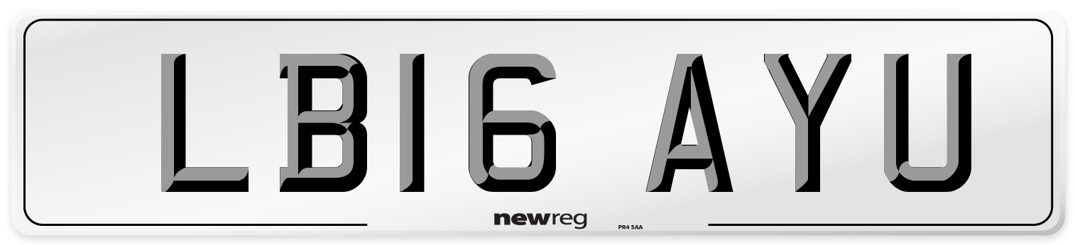 LB16 AYU Number Plate from New Reg